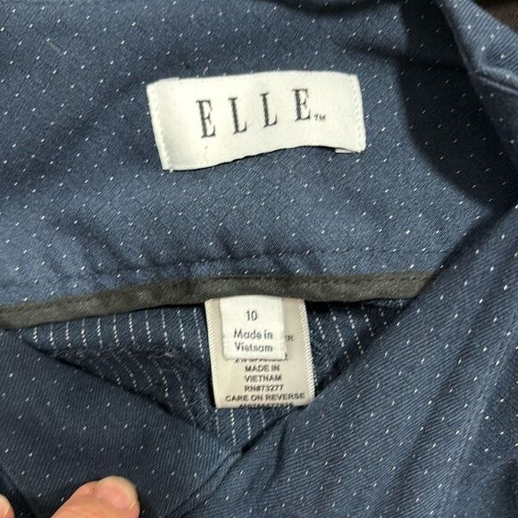 Elle | Navy Blue Women’s Silver Dot Pattern Dress Pants - Picture 11 of 17